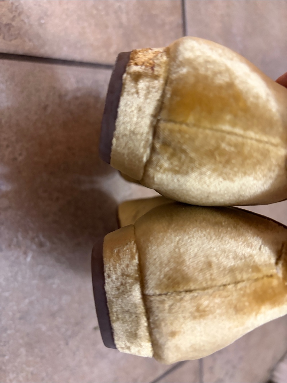 Sam Edelman Gold Velvet Mary Jane Pointed-Toe Flats - Picture 6 of 9